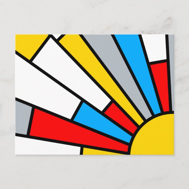 Minimal De Stijl Retro Sun Ray Colour Composition Postcard (Front)