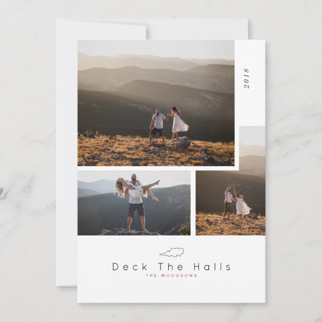 Minimal Deck the Halls | Photo Collage Holiday Invitation (Front)