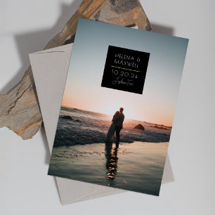 Minimal Deco Photo Save the Date Gold