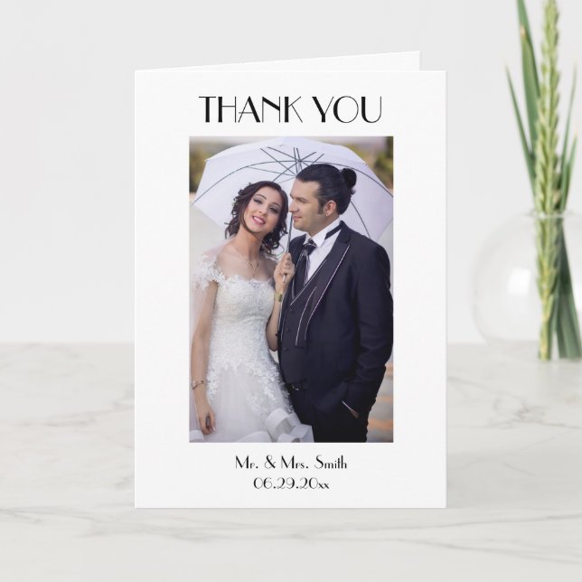 Minimal Deco Thank You Wedding Greeting Cards (Front)