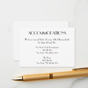 Minimal Deco Wedding Accommodation Cards