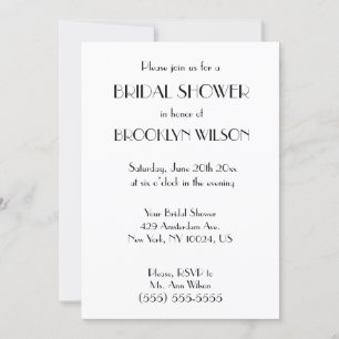 Minimal Deco White Bridal Shower Invitation