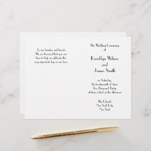 Minimal Deco White Wedding Programs
