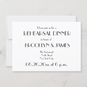 Minimal Deco White Wedding Rehearsal Invitation