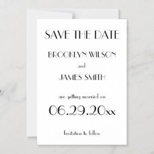 Minimal Deco White Wedding Save The Date Magnetic Invitation