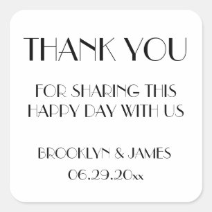 Minimal Deco White Wedding Stickers