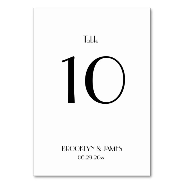 Minimal Deco White Wedding Table Numbers (Front)