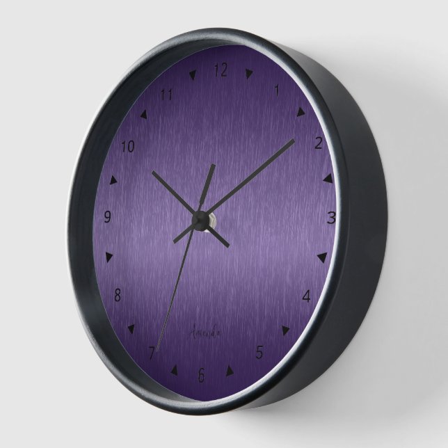 Minimal Deep Purple Metallic Texture Clock (Angle)