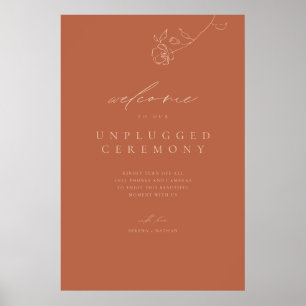 Minimal Delicate Floral Wedding Unplugged Sign