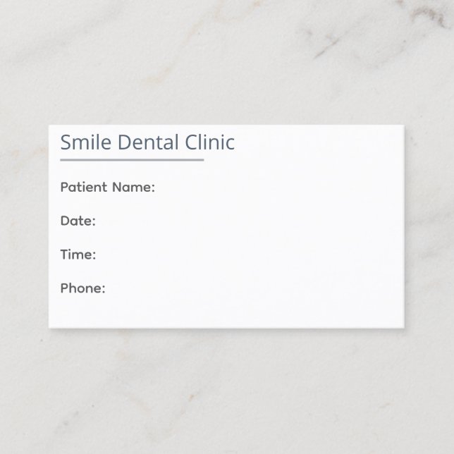 Minimal Dental Appointment Card One Line (Front)