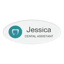 Minimal Dental Assistant Name Badge Tooth Logo