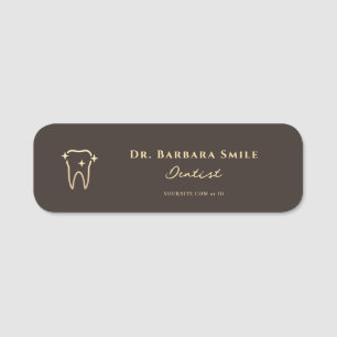 Minimal Dental Clinic Cosmetic Dentist Espresso Name Tag