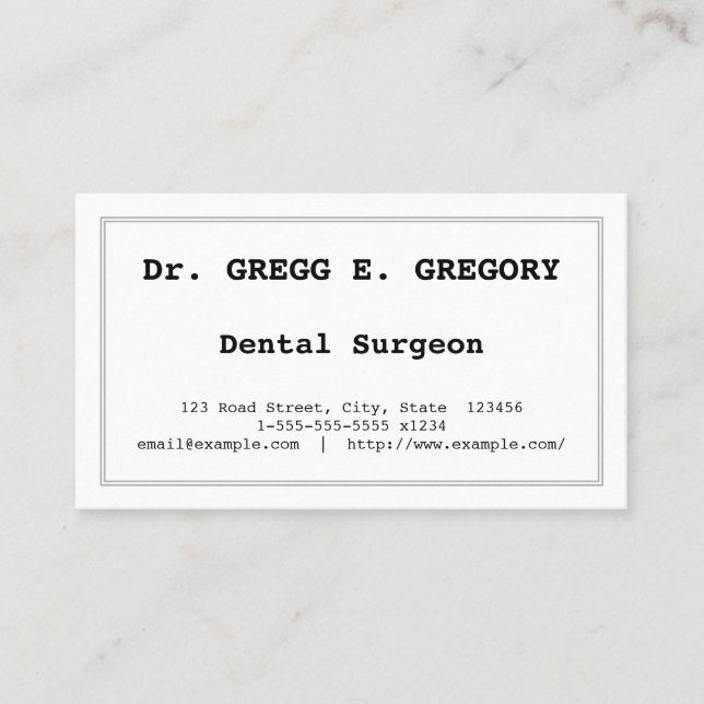 Minimal Dental Surgeon Business Card (Front)