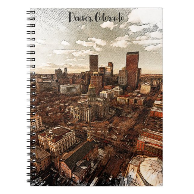 Minimal Denver Colorado Skyline Notebook (Front)