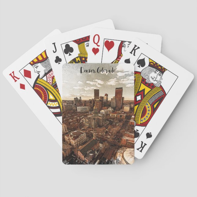 Minimal Denver Colorado Skyline Playing Cards (Back)