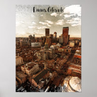 Minimal Denver Colorado Skyline