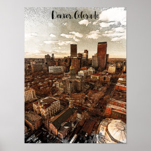 Minimal Denver Colorado Skyline Poster