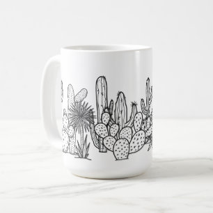 Minimal Desert – Black Ink Botanical Coffee Mug