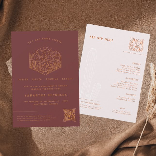 Minimal Desert Fiesta | Bachelorette Weekend Invitation (Creator Uploaded)