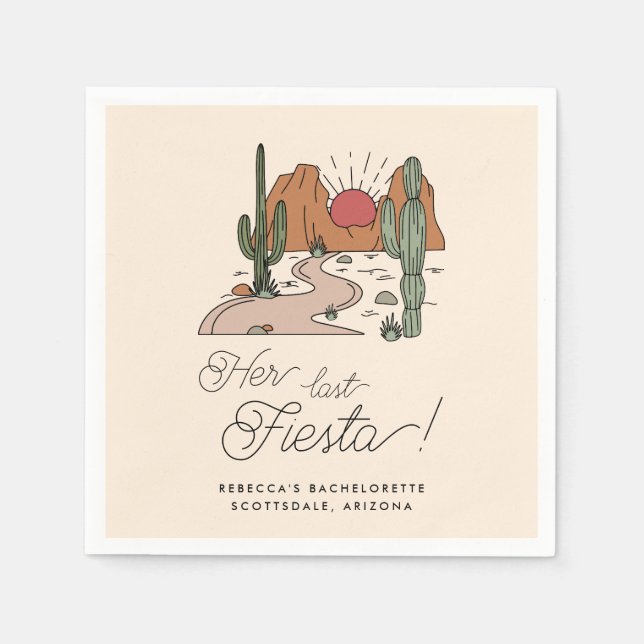 Minimal Desert Fiesta Bachelorette Weekend Napkin (Front)