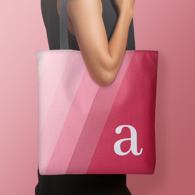 Minimal Design - Huge Modern Monogram Pink Mauve Tote Bag (Personalized tote bag - add your name or other text)