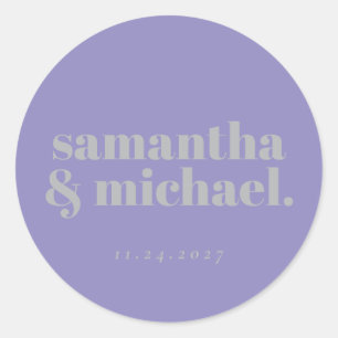 Minimal Design Lavender Silver typo Welcome Classic Round Sticker