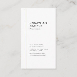 Minimal Design Modern Trendy Cool Gold White Business Card