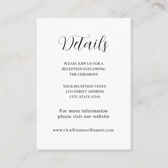 Minimal Design Modern Wedding Enclosure Card (Front)
