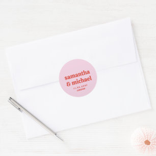 Minimal Design Pink AND Orange typo Classic Round Sticker