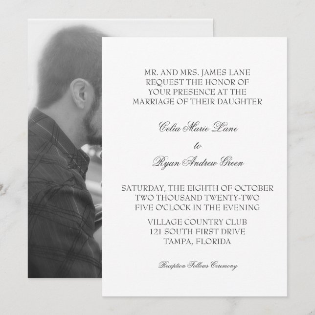 Minimal Design Simple Wedding Invitation (Front/Back)