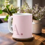 Minimal Design with Huge Modern Monogram Rose Coffee Mug<br><div class="desc">Neutral pink and rose colours with a modern serif font for your monogram or other text. The background colour and text can be changed if you click on the advanced colour area. If your art still needs to be adjusted, click on the Customise This button. This will take you to...</div>