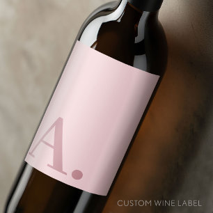 Minimal Design with Huge Modern Monogram Rose Gold Wine Label