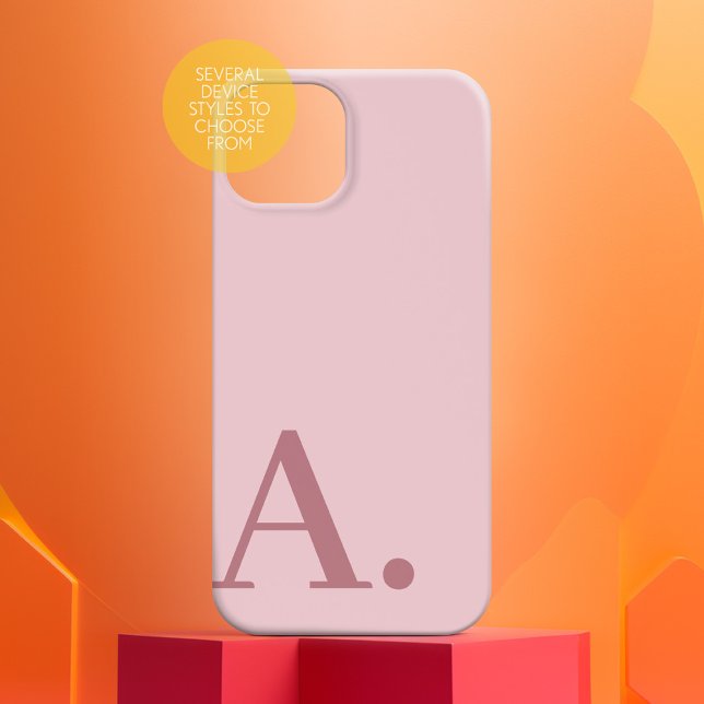 Minimal Design with Huge Monogram - Rose Pink Case-Mate iPhone Case (Personalized Phone Case with Custom Text)