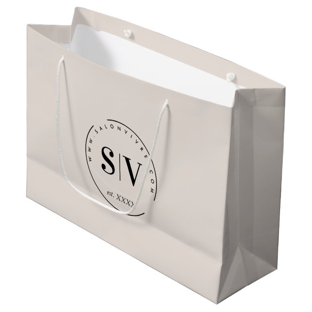 Minimal Designer Beauty Salon Business Logo  Large Gift Bag (Front Angled)