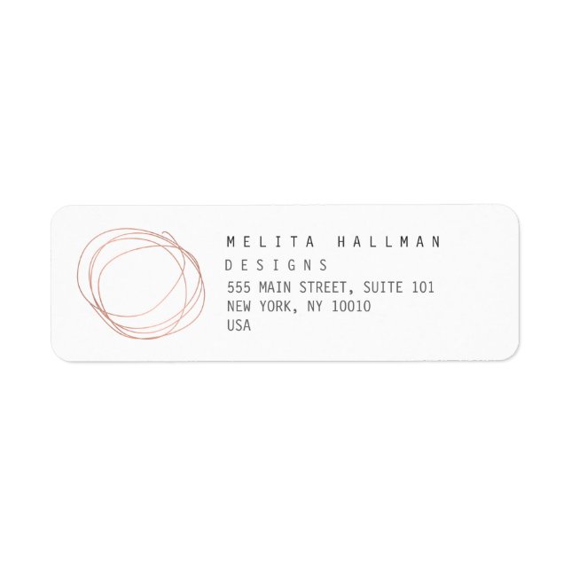 Minimal Designer Scribble Logo in Rose Gold (Front)