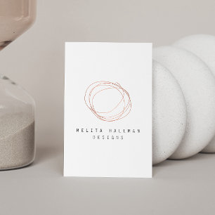 Minimal Designer Scribble Logo in Rose Gold Business Card