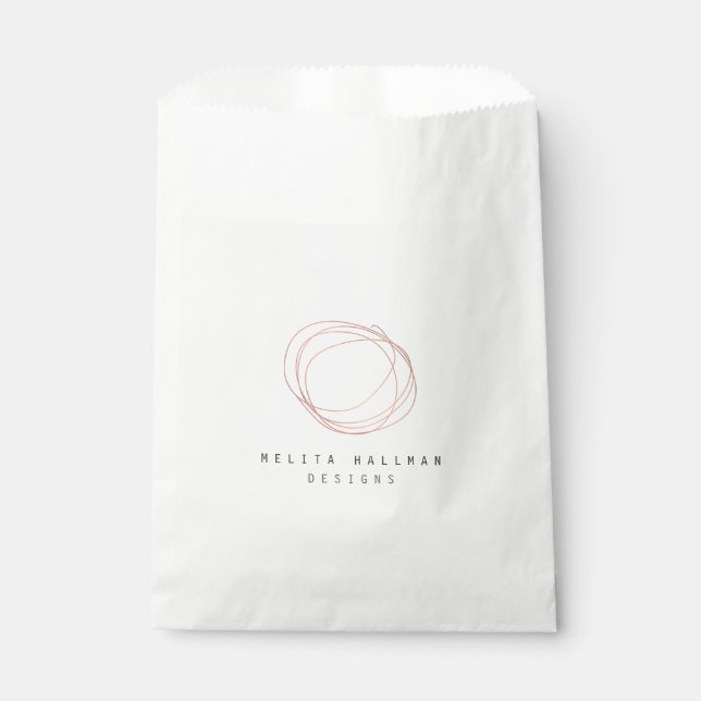 Minimal Designer Scribble Logo in Rose Gold Favour Bags (Front)