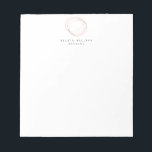 Minimal Designer Scribble Logo in Rose Gold Notepad<br><div class="desc">Coordinates with the Minimal Designer Scribble Logo in Rose Gold Business Card Template and office supplies by 1201AM. A hand-drawn scribble circle in faux metallic rose gold becomes an unconventional, yet modern and abstract logo on this personalised notepad. Your name or company name is grounded in a minimal font set...</div>