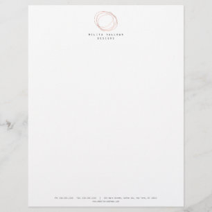 Minimal Designer Scribble Logo in Rose Gold Personalized Letterhead