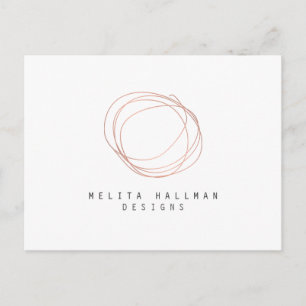 Minimal Designer Scribble Logo in Rose Gold Postcard