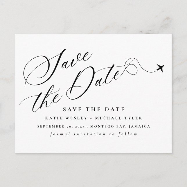 Minimal Destination Wedding Save the Date Announcement Postcard (Front)