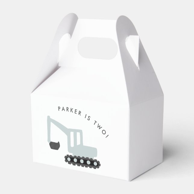Minimal Digger Construction Party Paper Favor Box (Front Side)