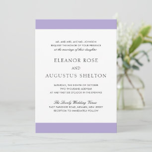 Minimal Digital Lavender Modern All In One Wedding Invitation