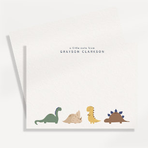 Minimal Dinosaur Kids Note Card Set Personalised