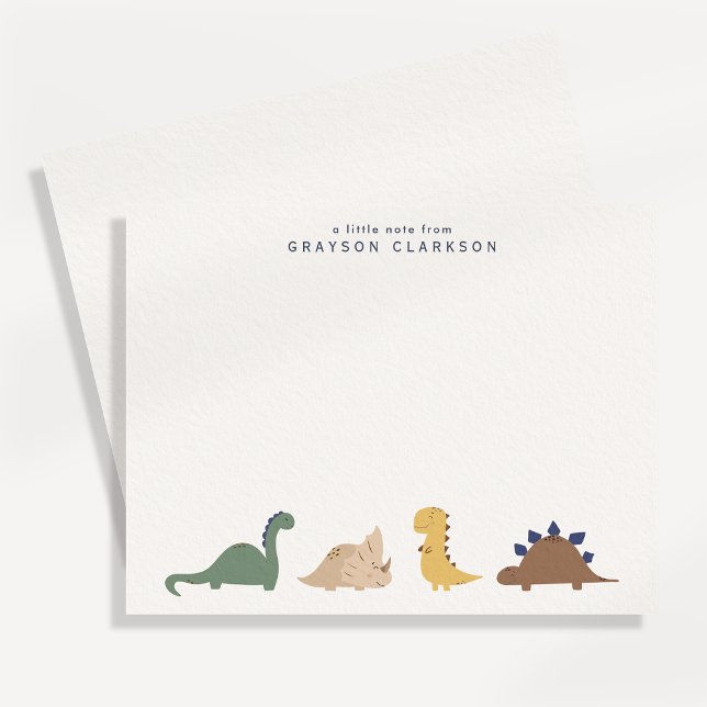 Minimal Dinosaur Kids Note Card Set Personalized (Creator Uploaded)