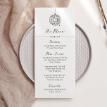 Minimal Disco Ball | Black and White Wedding Menu<br><div class="desc">These trendy yet elegant,  black and white wedding menu cards feature a modern and minimalist style,  with handwritten script and classic text. A retro hand-drawn disco ball is featured in a whimsical illustration.</div>