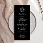 Minimal Disco Ball | Black Wedding Menu<br><div class="desc">These trendy yet elegant,  dark black wedding menu cards feature a modern and minimalist style,  with white handwritten script and classic text. A retro hand-drawn disco ball is featured in a whimsical illustration.</div>