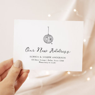 Minimal Disco Ball   Moving Announcement Postcard