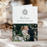 Minimal Disco Ball | Photo Black and White Wedding Thank You Card<br><div class="desc">These trendy yet elegant,  black and white wedding folded thank you cards feature a modern and minimalist style,  with handwritten script and classic text. A retro hand-drawn disco ball is featured in a whimsical illustration. Add your favourite wedding photo.</div>