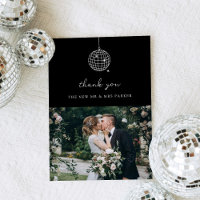 Minimal Disco Ball with Photo | Black Wedding